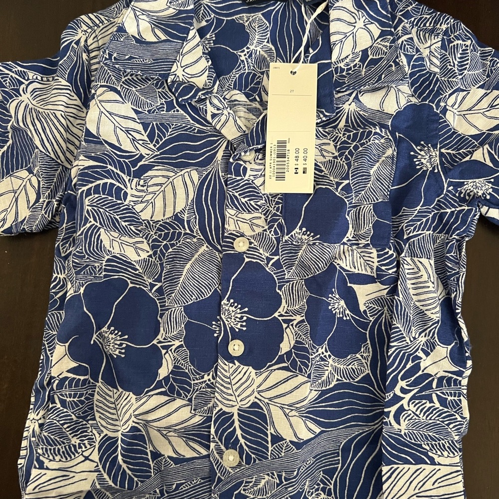 Janie and Jack Blue and White Floral boys Shirt